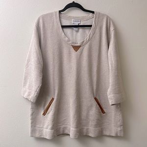 Soft surroundings oatmeal tan oversized weekender marked pocket sweatshirt XL